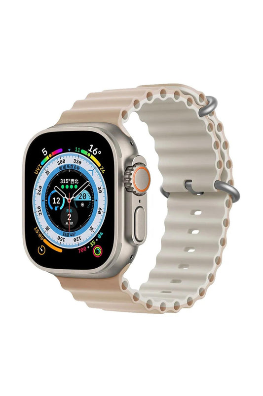 Apple Watch Uyumlu Renkli Ocean Loop Kordon Süt Çayı/Bej