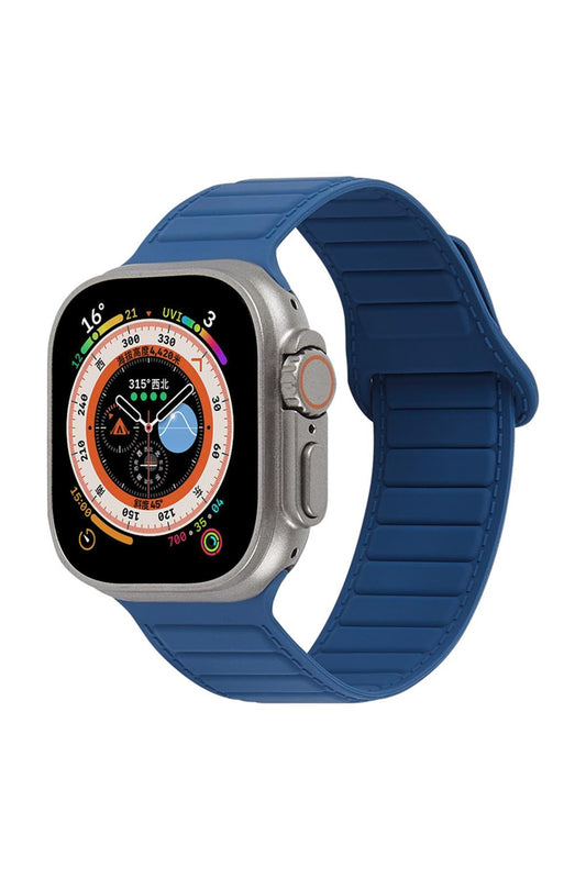 Apple Watch Uyumlu Ultra Manyetik Silikon Kordon Gece Mavisi