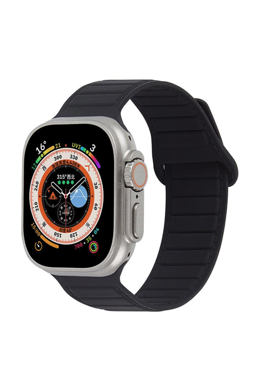 Apple Watch Uyumlu Ultra Manyetik Silikon Kordon Siyah