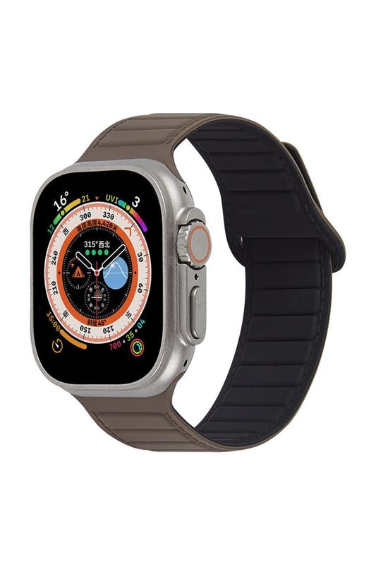 Apple Watch Uyumlu Ultra Manyetik Silikon Kordon Kahverengi