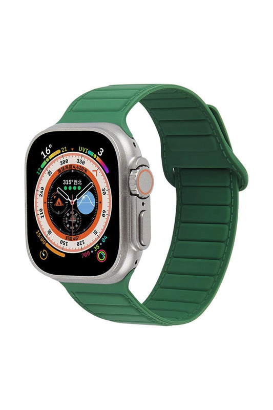 Apple Watch Uyumlu Ultra Manyetik Silikon Kordon Yeşil