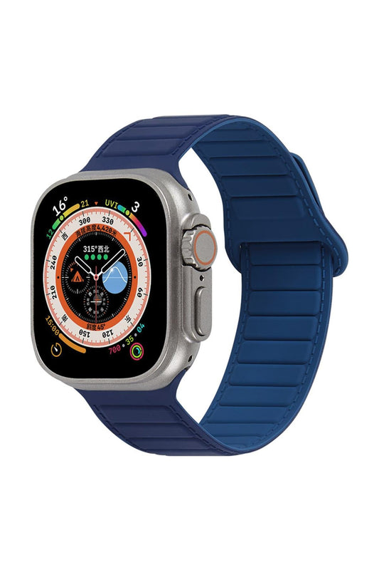 Apple Watch Uyumlu Ultra Manyetik Silikon Kordon Lacivert
